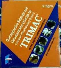 TRIMAC Quinapyramine Sulphate and Quinapyramine Chloride Injection Dosage : Dissolve