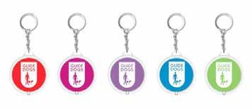 various colours with the Guide Dogs logo.