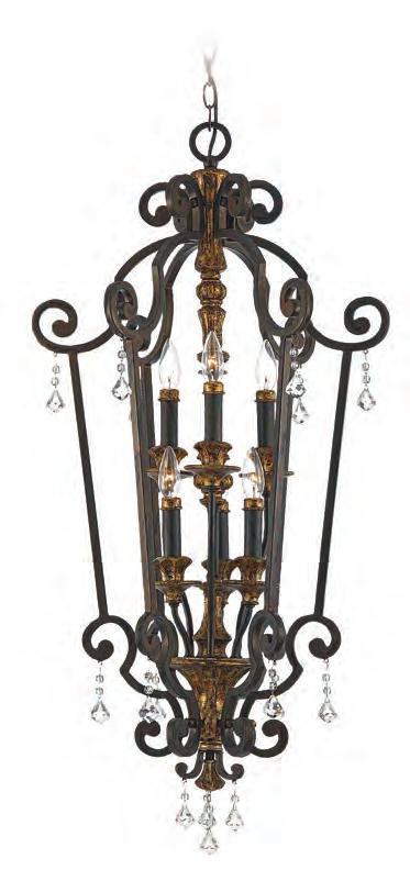 QZ/MARQUETTE6/A 6lt Chandelier 965mm 711mm 1055mm 3493mm* - Heirloom Finish 6 x 60W E14