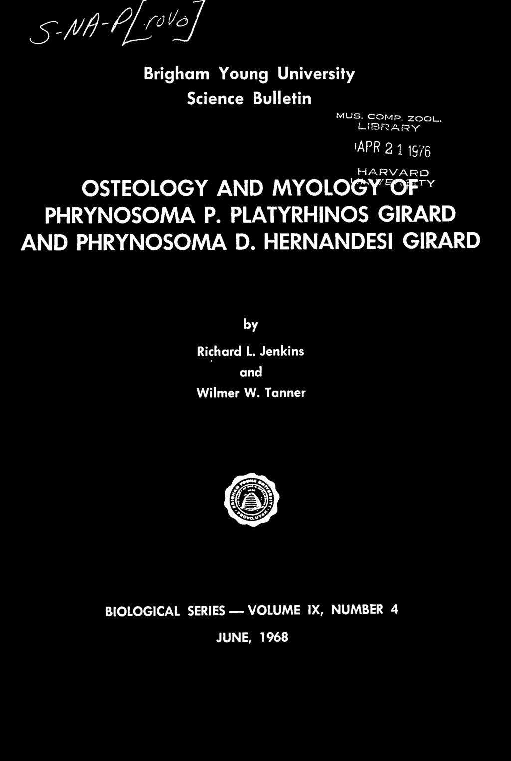 PLATYRHINOS GIRARD AND PHRYNOSOMA D. HERNANDESI GIRARD by Richard L.