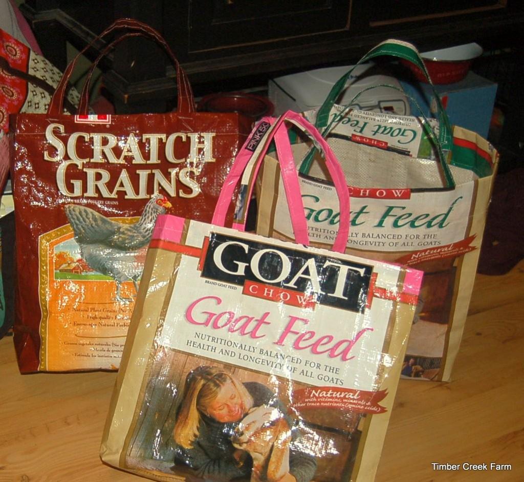 Here are some ways you can reuse empty feed bags and increase your level of Self Sustaining Living Tote bags and reusable shopping bags Take these to the grocery store, library, any place that uses
