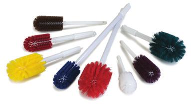 brushes for cleaning vats, kettles and valves Medium stiff polyster bristles staple set into solid plastic head Base resins used to