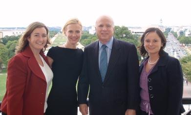 Beth Lowell (left) poses with actress January Jones, Senator John McCain and Oceana staff member Elizabeth Griffin. Jones is a spokesperson for the Shark Conservation Act.