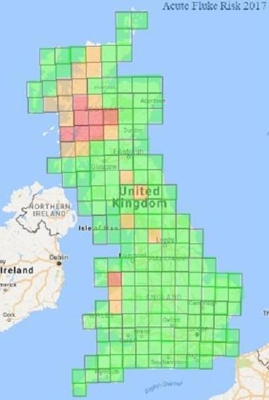 Fluke risk map The situation may change depending on rainfall in October and the final regional fluke-risk forecast will be issued next month.