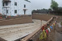 All the brick and block work is completed and the earth graded for seeding.