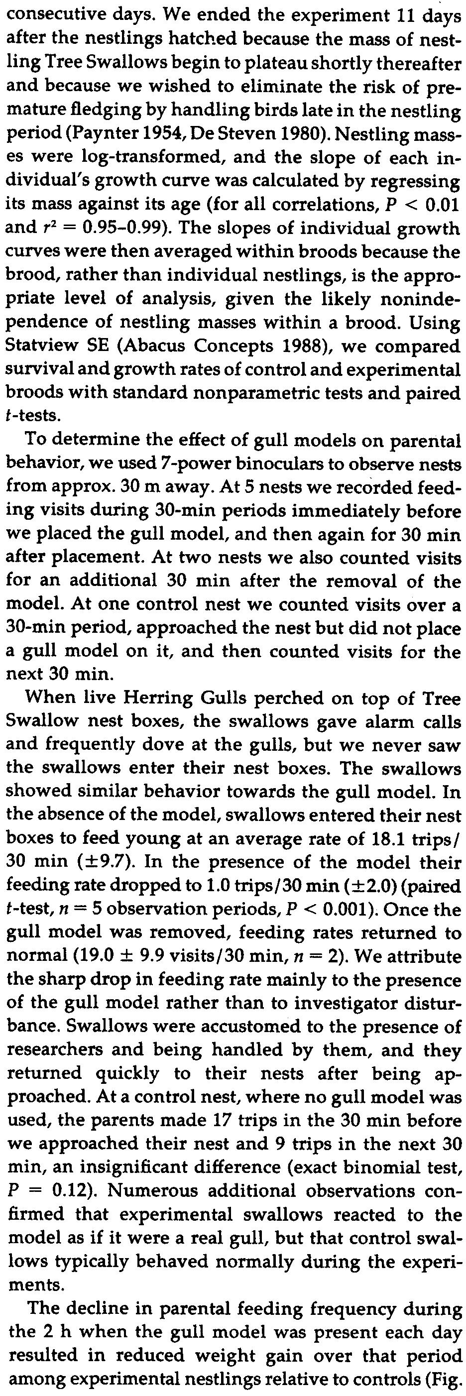 ) on a group of nest boxes according to the following procedure. We selected 12 nests with the same hatching date (14 June 1987).