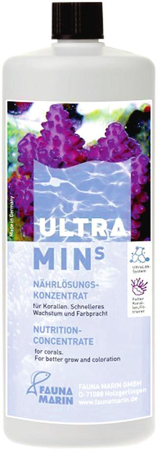 Ultra Min S Nutrient supply Ultra Min S is a nutrient and food concentrate mainly used for the care of colored stony corals.