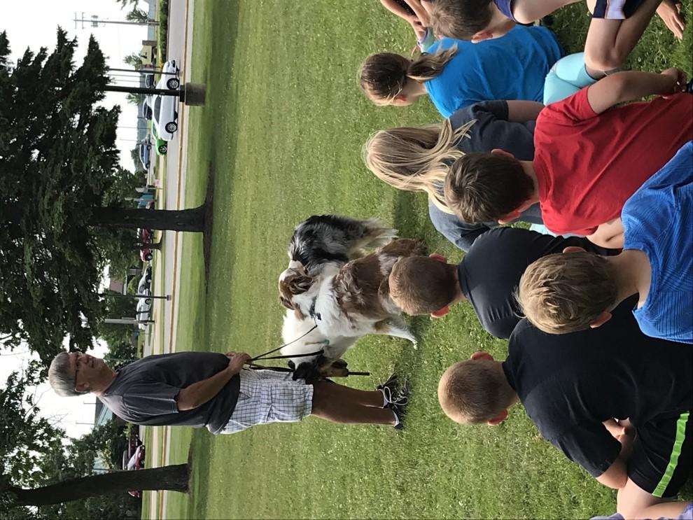 On June 26 th the following club members spent their morning with these two classes doing an outdoor demonstration. Super thanks to Sue Ruesch and Skyy for an outstanding nose work demo.