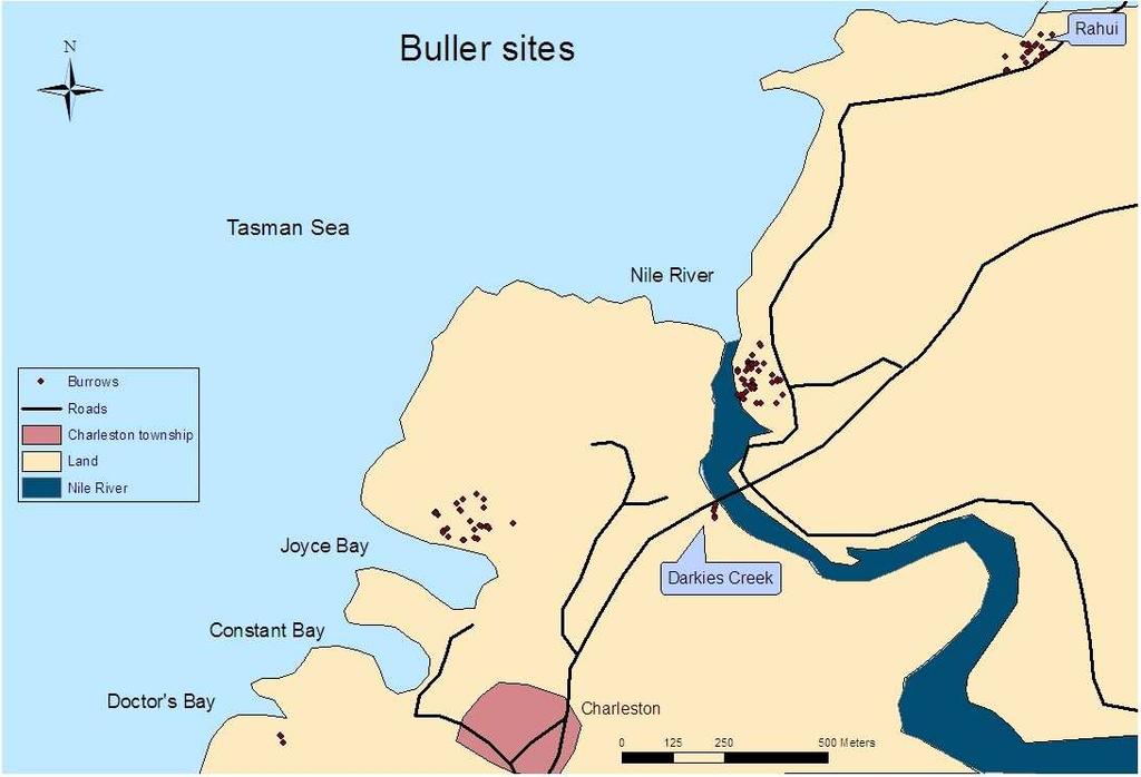 Figure 6. Map of Buller study sites. 3.