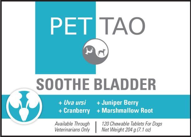 PET TAO Soothe Bladder Supports urinary tract health Maintains normal urine ph Provides Uva ursi, Juniper Berry, Cranberry, and Marshmallow Root May eliminate the need for