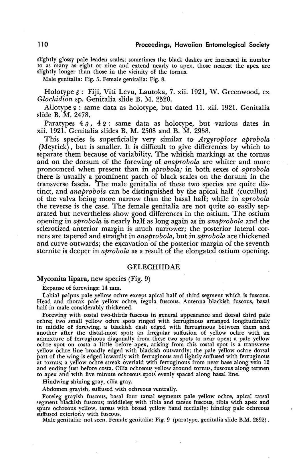 110 Proceedings, Hawaiian Entomolo.