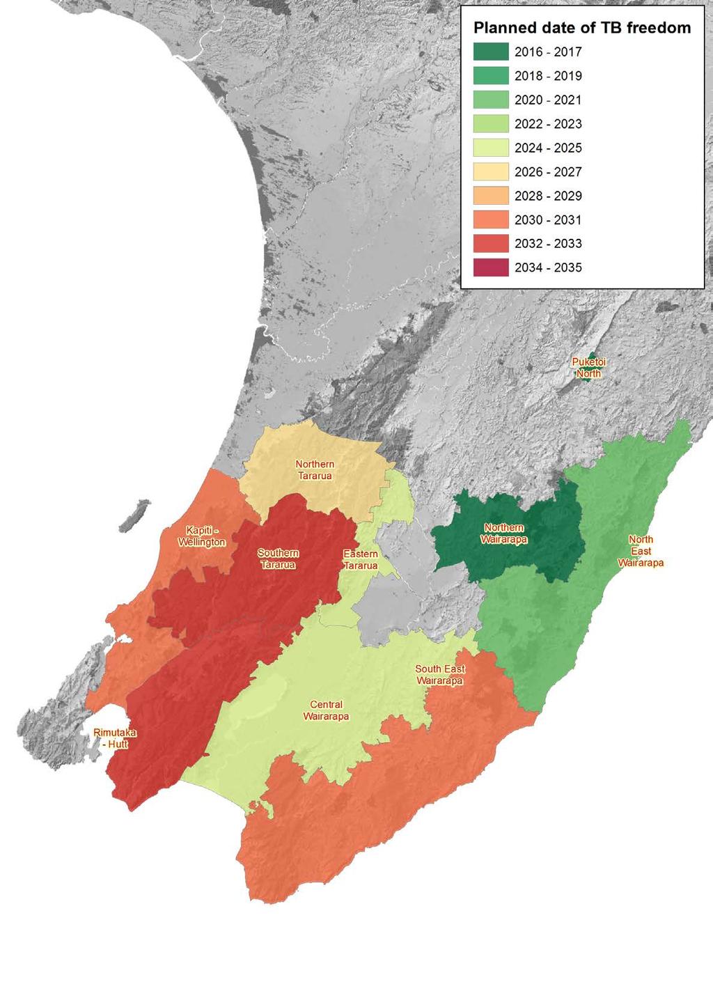 MAP 3: Map of Southern North Island TB Management Areas