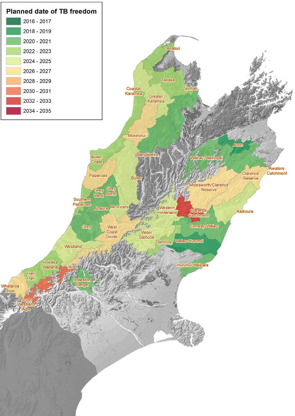 MAP 4: Northern South Island TB Management Areas and