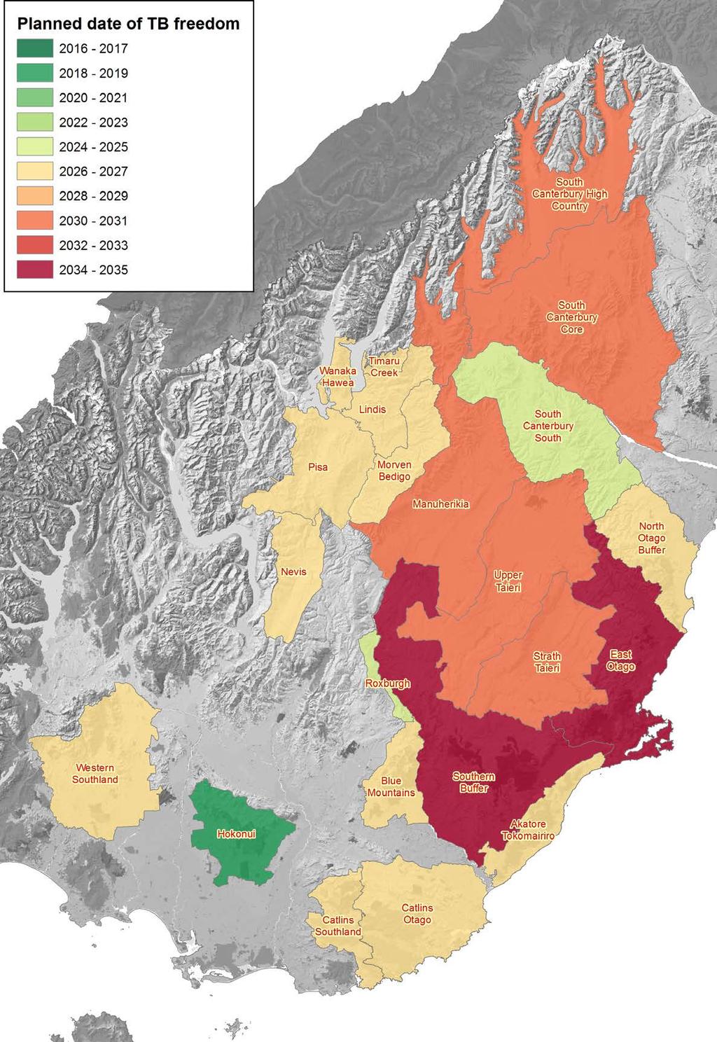 MAP 5: Southern South Island TB Management Areas and