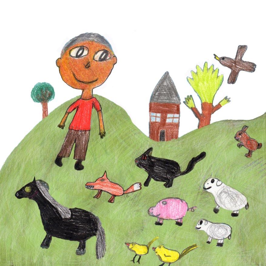 Farmer Sam lived west of the town and also had a very big problem. He had lots of livestock like sheep and lambs, pigs, horses and chickens.