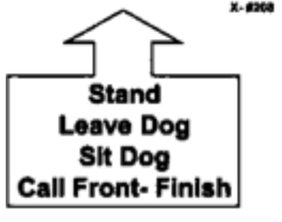 207. Stand While Heeling While moving forward, without pause or hesitation, the handler will command and/or signal the dog to stand and stay as the handler continues forward about 6 feet to the Call