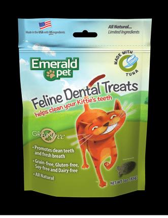 Feline Dental Treats Helps clean your kittie s teeth Emerald Pet Feline Dental Treats are the all natural, crunchy way to keep your cat s teeth clean and healthy.