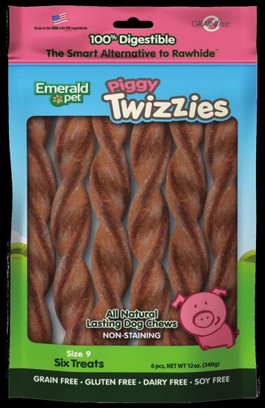 All Natural Lasting Dog Chews New, convenient 6 pack pouches of Twizzies premium dog chews.