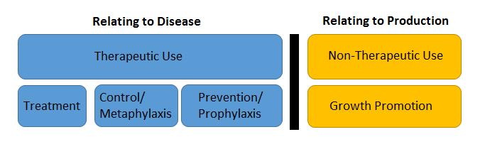 Annex 1 Schematic for distinguishing between the concept of using antimicrobials for reasons relating to disease and using them for production reasons.