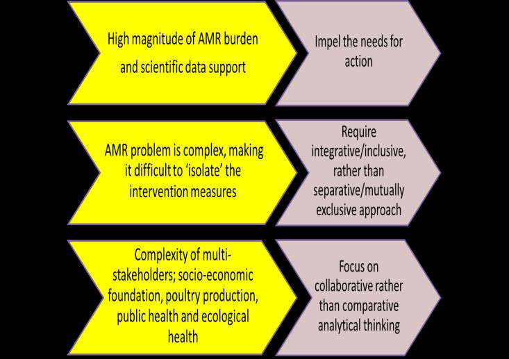 6 objectives derive from rationale and concepts 1. To assess the current AMR situation in veterinary and human medicine 2.
