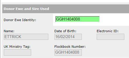 In this example just the flock code and year of birth have