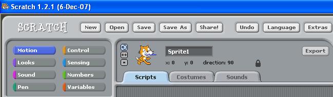 Sprites Every character or object in Scratch is called a Sprite. When you open Scratch, there is already one Sprite in the project the cat. Currently, the Sprite is called Sprite1. This is too vague.