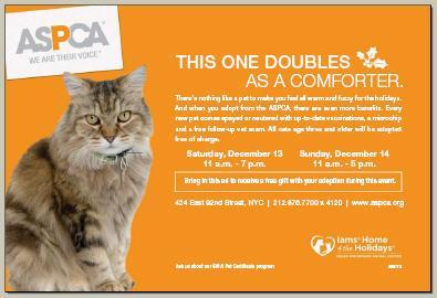 ASPCA Free Over Three Cat Promotion We are in this to find homes for animals.