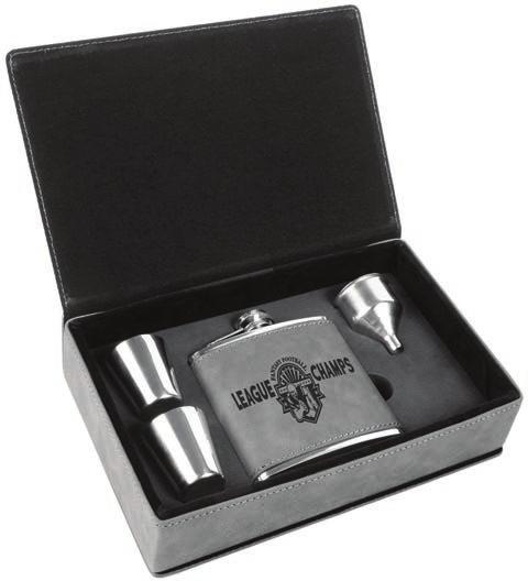 FSK312 - Black Stainless Steel Flask Gift Box Set Includes a 6