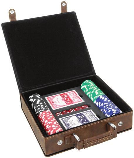 poker chips, two decks of cards and 5 dice FSK615 - Light Brown