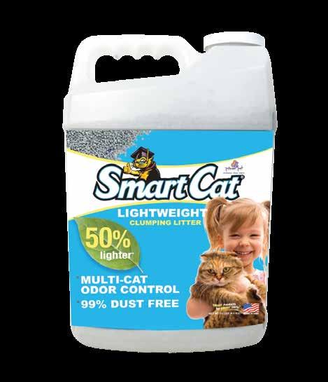 SmartCat Lightweight Clumping Litter is ½ the weight of traditional clay litters making carrying, scooping, and cleaning easier