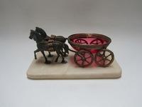 186 Circa 1840-1870 Palais Royal horse drawn cart with cranberry glass salt. 331 Joan F.