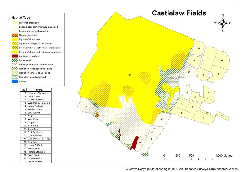 Figure 3.3 Plant diversity present on Castlelaw hill farm.
