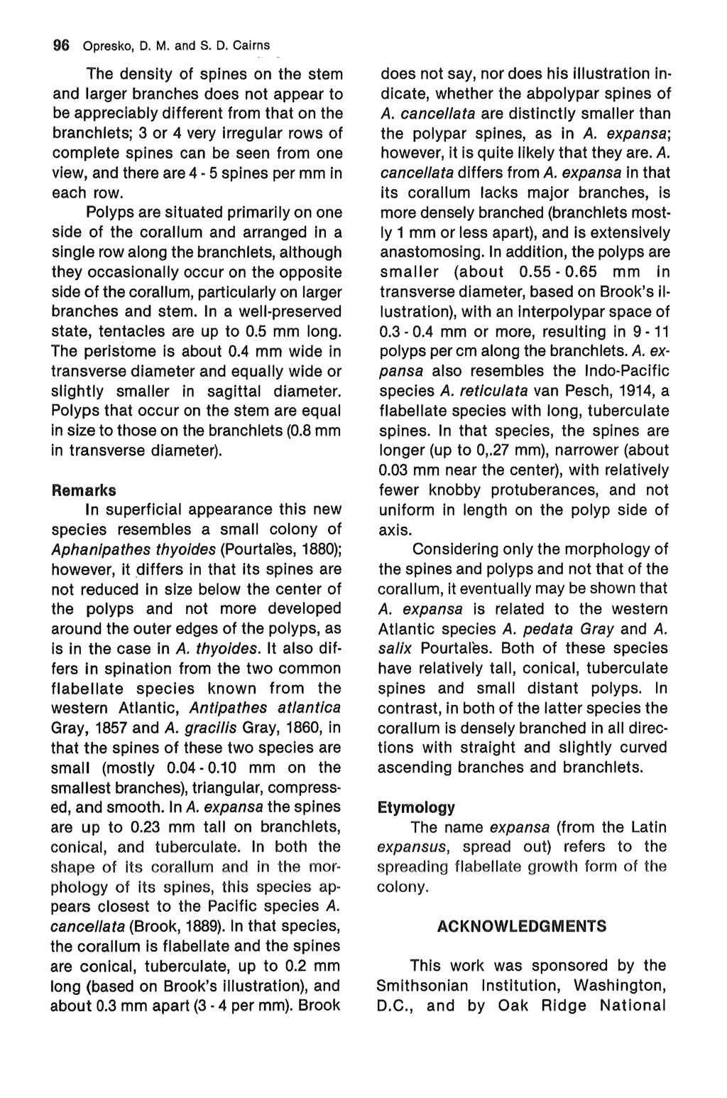 Gulf of Mexico Science, Vol. 12 [1991], No. 2, Art. 2 96 Opresko, D.