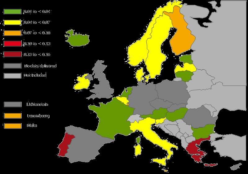 Carbapenem consumption* (for the large majority in hospitals); EU/EEA, 2007 2010 2007 *in