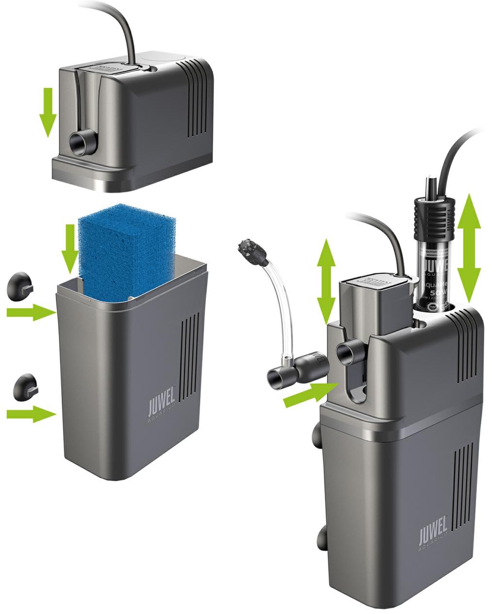 system. In addition to this, the JUWEL Bioflow ONE filter system offers the option of integrating the heater (optionally available).