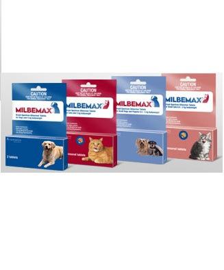 MILBECAT2 Milbemax Large Cats 2-8kg 2 tabs MILBKIT20 Milbemax Kitten & Small Cat 20's MILBEKIT2 Milbemax Kitten and Cats 0.