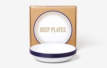 SET CONTAINS: 4 24 CM PLATE Our set of four enamel deep plates,