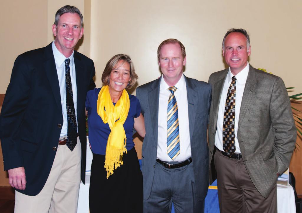 On September 23, the dean enjoyed his visit with the Marin VMA at a welcome reception hosted by alumni Grace Bransford, DVM 1998; Jim Clark, DVM 1988 (left); and Jeff Boehm, DVM 1990 (right).
