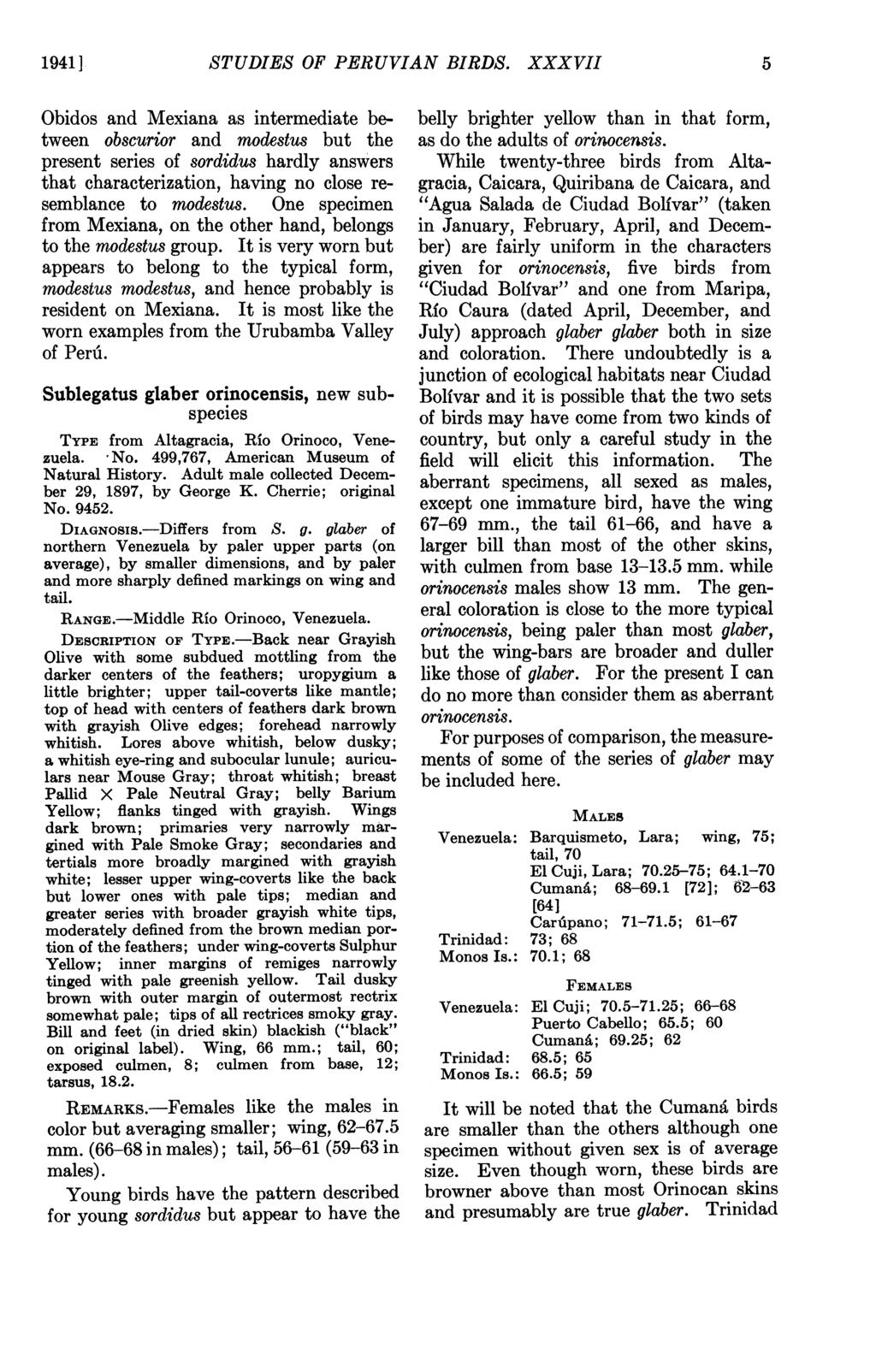 19411 1941]STUDIES OF PERUVIAN BIRDS.