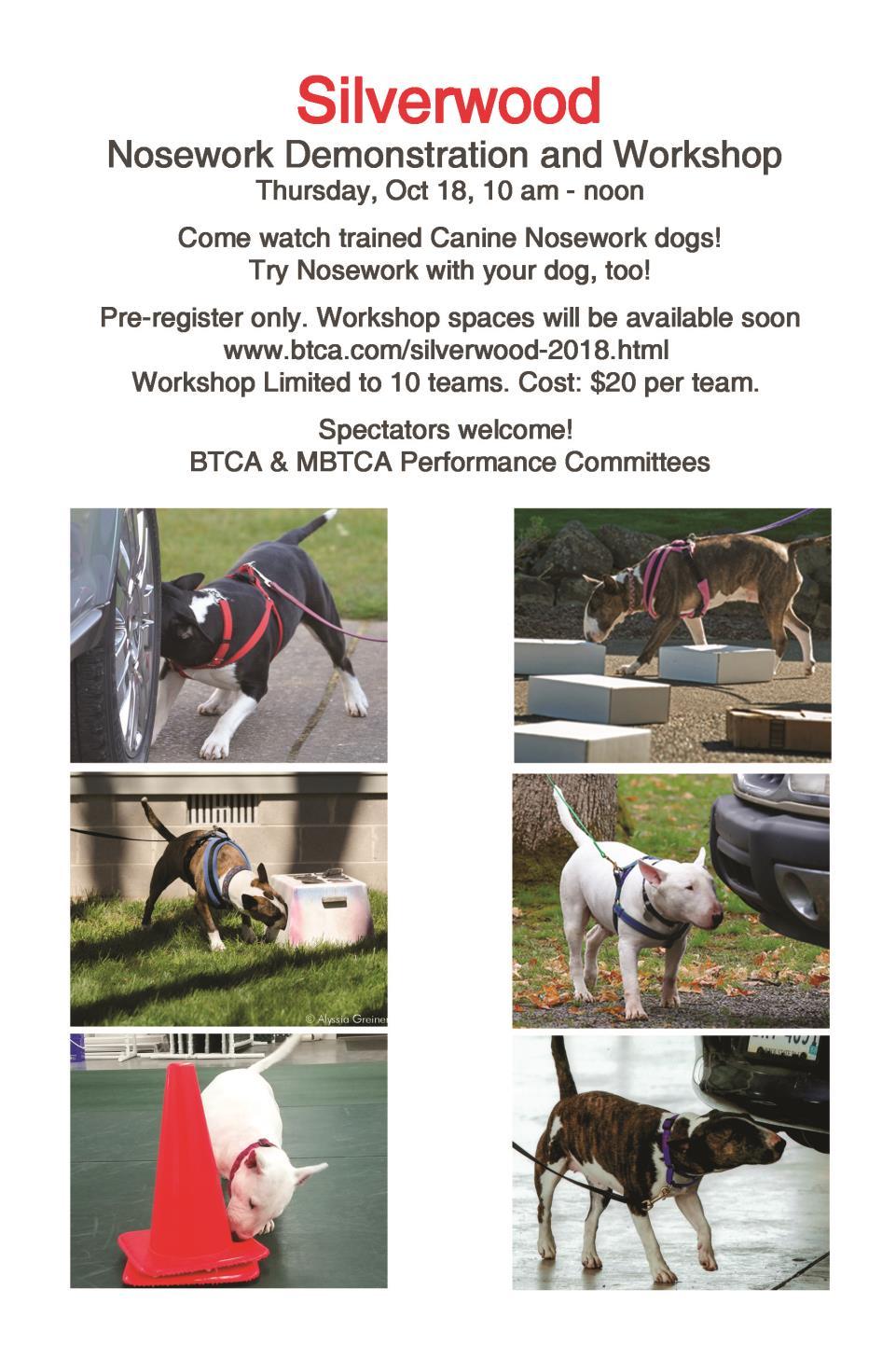 Performance Events (Thursday, October 18, 2018) 8:30 AM - Noon Canine Good Citizen / Good Citizen Advanced Tricks Title testing Start practicing now so you can get CGC and Tricks titles on your dog!