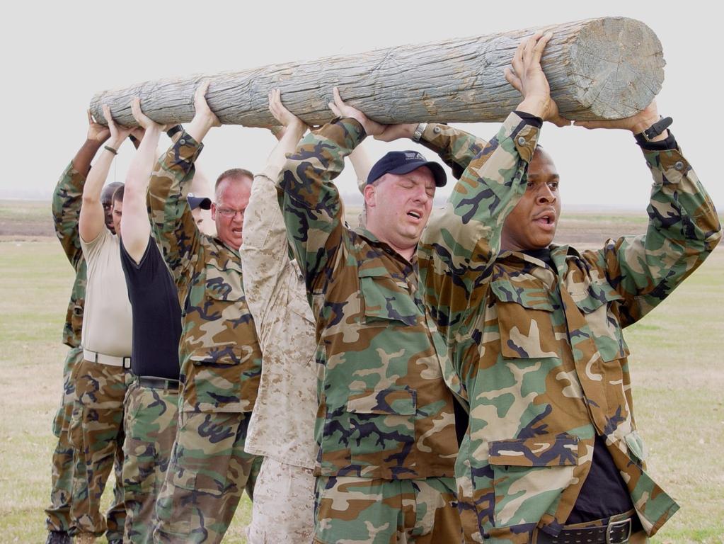 Trainees wore blindfolds while exercising effective handcuffing techniques to simulate possible power outage conditions at a unit.