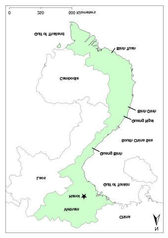Figure 1. Location of former and current locations for leatherback turtle nesting in Viet Nam 2.