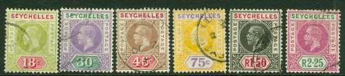 SG 82-97 Seychelles 1917-22 set of