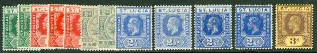 SG 78-88 St Lucia 1912-21.