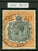 1 purple & black/red WMK multi crown CA. Superb used on small piece, cancelled with a Kingston CDS, 10th Oct 1912.