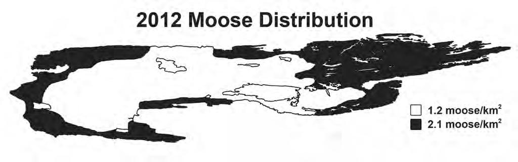Figure 9. Moose distribution on Isle Royale in 2012 was relatively uniform, as it has been for the past several years.