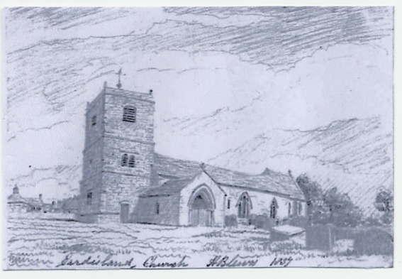 It can also be seen in the background in a drawing of the church dated 1837:.