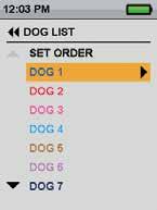 DOG LIST DOG LIST TO SUSPEND OR RESUME TRACKING/TRAINING A SPECIFIC DOG You can choose to suspend tracking/training of a specific dog without having to delete the dog from the system. 1.