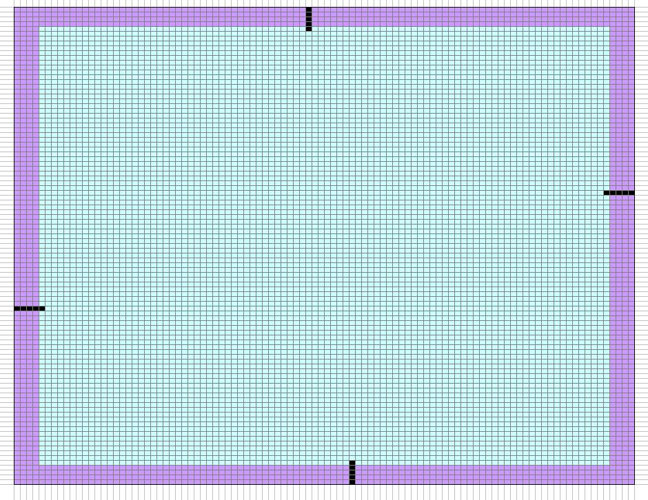 FIGURE A1.6 Border placement of uniformly random sets. A set could begin in any of the light blue cells, which range from coordinate four to ninety-five.