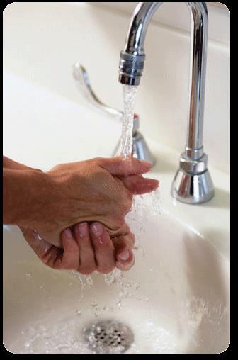 Use alcohol-based hand gel (>62%) if soap and water